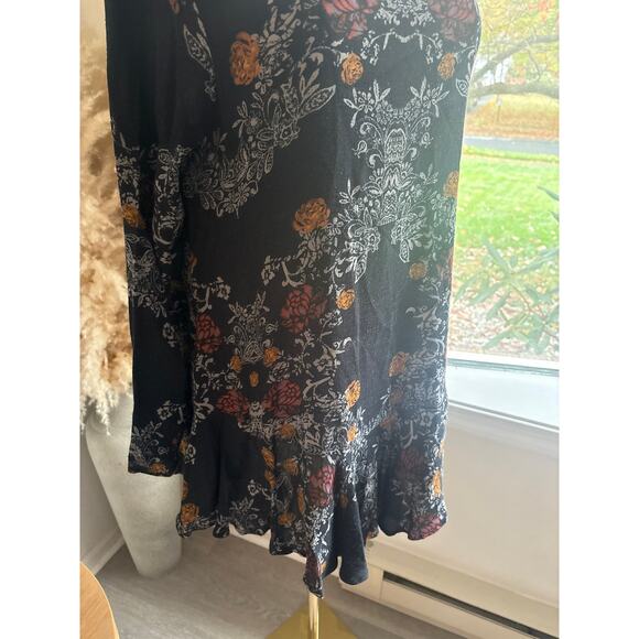 Free People Smooth Talker Black Floral Open Back Tunic Mini Dress Womens Small - Picture 4 of 8